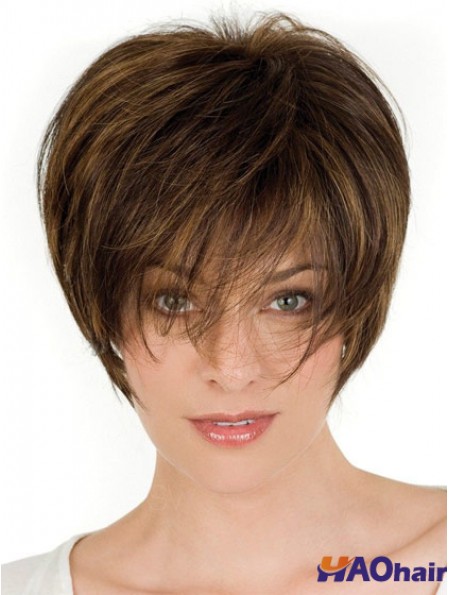 Perruques de cheveux humains bruns avec style ondulé avant de dentelle