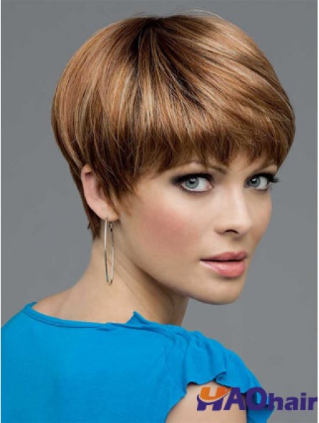 Brown Cropped Straight Boycuts Lace Front Wigs Cheap