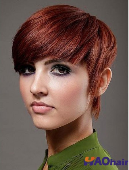Perruques de cheveux humains courtes droites rouges Boycuts