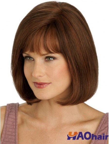 Vraies longues perruques de cheveux de Bob avec la couleur Auburn de style droit monofilament
