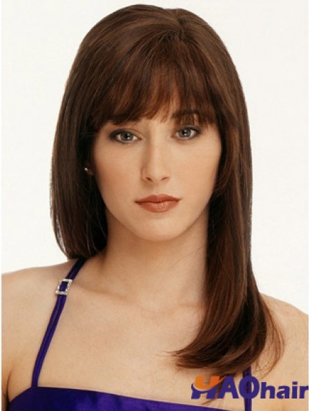 Droite avec frange 100% fabuleuse perruques Auburn longues de 16 pouces