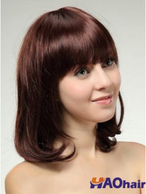 Perruques de Bob de longueur d'épaule avec le style droit Remy capless Auburn couleur