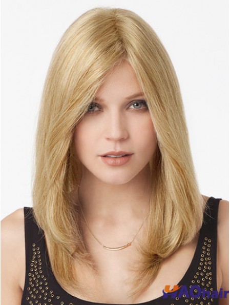 Blonde longue grande droite sans frange perruques en dentelle
