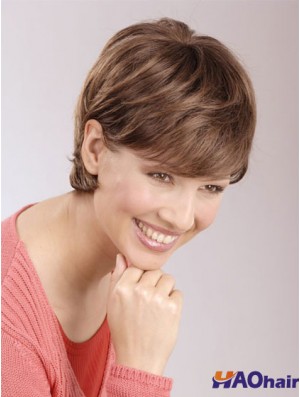 Remise 6 pouces Auburn Cropped Boycuts Droite Perruques En Dentelle
