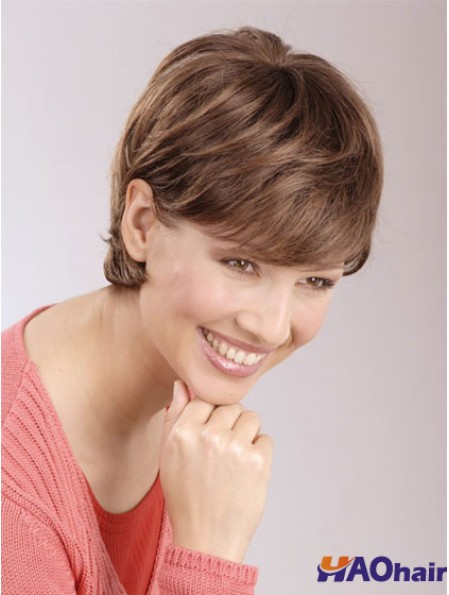 Remise 6 pouces Auburn Cropped Boycuts Droite Perruques En Dentelle