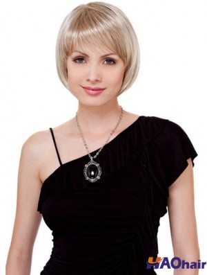 Bobs Chin Longueur Blonde Droite Confortable Petite Perruques