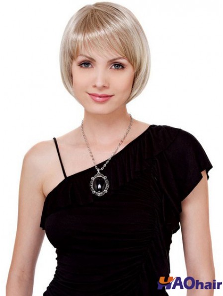 Bobs Chin Longueur Blonde Droite Confortable Petite Perruques