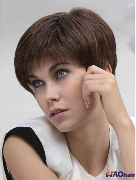 Brown Straight Cropped Boycuts Lace Front Perruques pas chères UK Sale