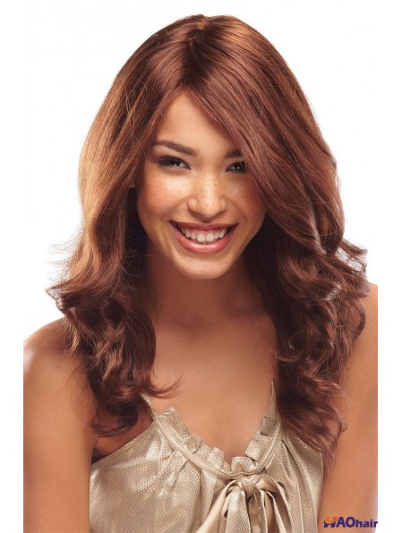 Ondulé sans frange Monofilament Auburn Trendy longues perruques