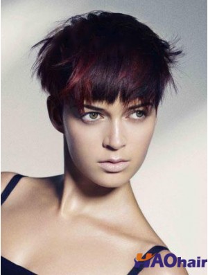 100% boycuts droits noués à la main recadrés élégants perruques de cheveux humains
