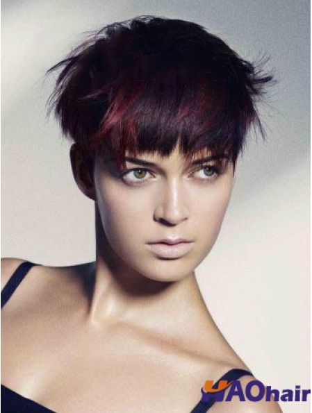 100% boycuts droits noués à la main recadrés élégants perruques de cheveux humains