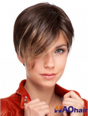 Auburn Cropped Perruques en dentelle Boycuts droites conçues
