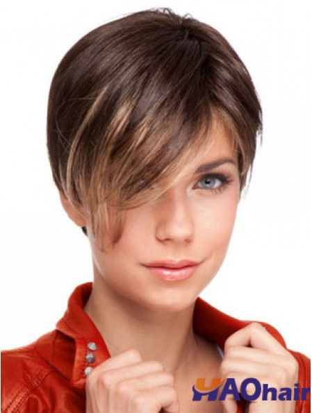 Auburn Cropped Perruques en dentelle Boycuts droites conçues