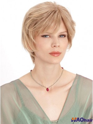 Monofilament Straight Layered Chin Longueur 8 pouces Perruques de cheveux humains incroyables