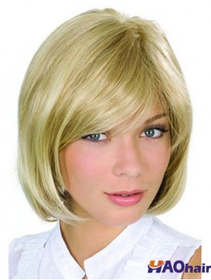 Longueur de menton Blonde de haute qualité 10 pouces Wavy Bob perruques