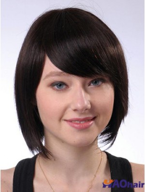 Perruques de cheveux humains Bobs Best Straight Brown Longueur du menton