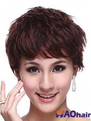 Capless Wavy Boycuts Cropped Perruques de cheveux humains à la mode