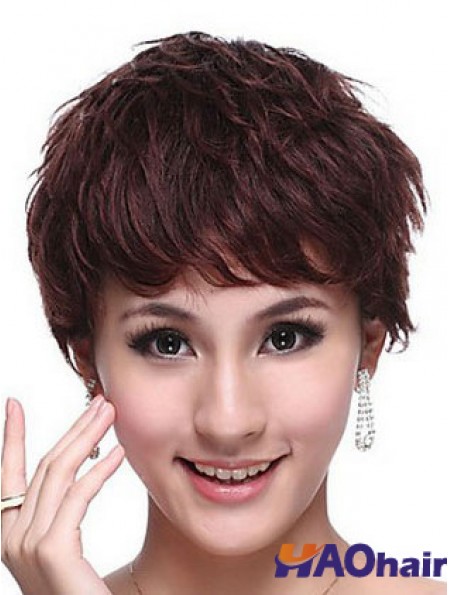 Capless Wavy Boycuts Cropped Perruques de cheveux humains à la mode