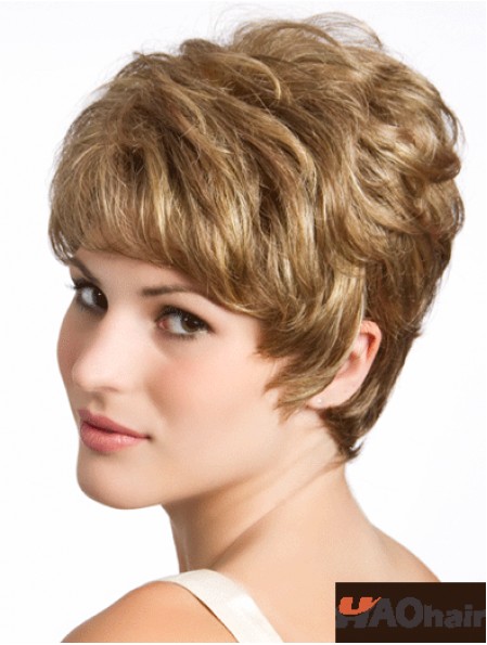 Ondulé 8 pouces Blonde Boycuts cheveux humains à vendre
