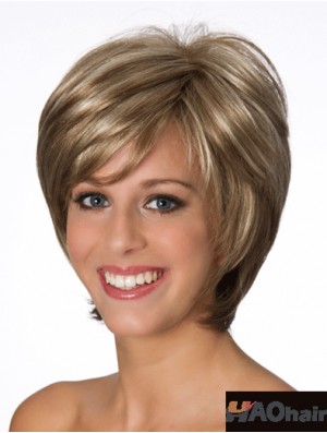 Layered Wavy Blonde 8 pouces de vraies perruques humaines