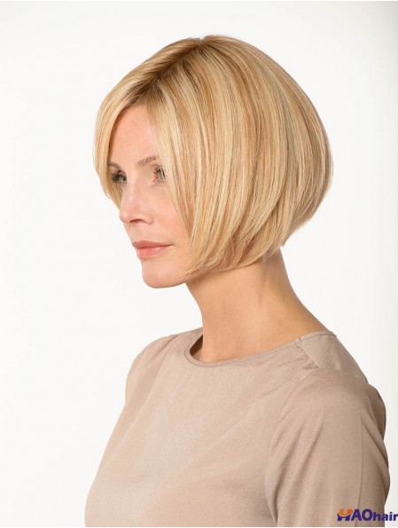 Lace Front Straight Bobs 8 pouces Blonde Longueur de menton Perruques de vrais cheveux humains