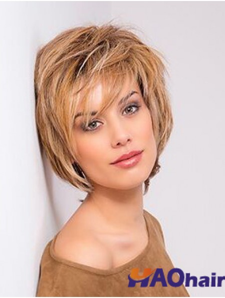 Blonde Monofilament Droite Bobs 10 pouces Cuivre Cuivre Longueur Cheveux Humains Avant de Lacet Perruques