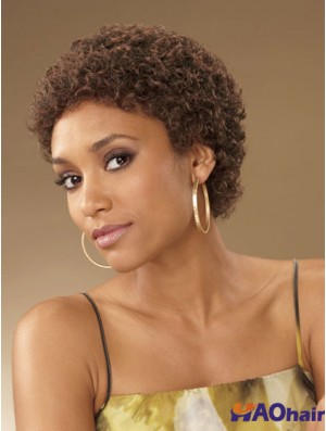 perruque courte bouclée brune pour afro-américaine