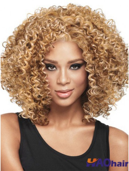 Style de cheveux africains avec une longueur d'épaule de couleur blonde style capless Kinky