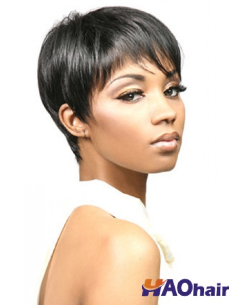 Perruques africaines avec coupe courte capless synthétique Boycuts Style droit