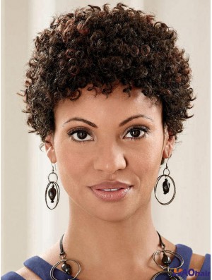 Perruque de cheveux africains avec dentelle pleine Remy Style Kinky humain
