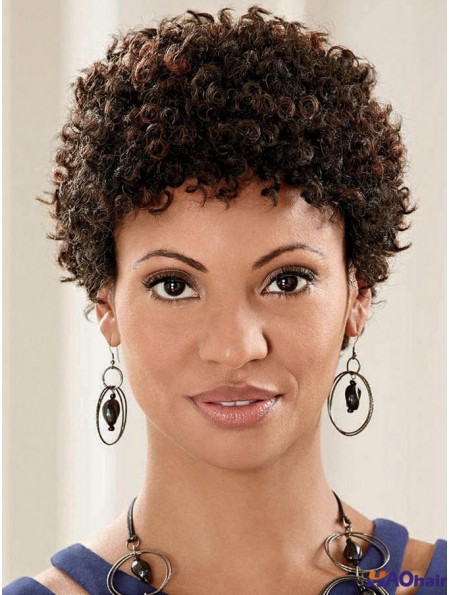 Perruque de cheveux africains avec dentelle pleine Remy Style Kinky humain