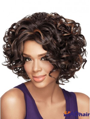Perruques afro-américaines avec style bouclé de longueur de menton capless synthétique