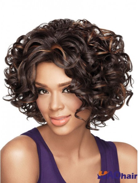 Perruques afro-américaines avec style bouclé de longueur de menton capless synthétique