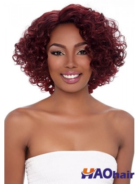 Perruques bouclées pour les femmes afro-américaines avec une couleur rouge style capless bouclé