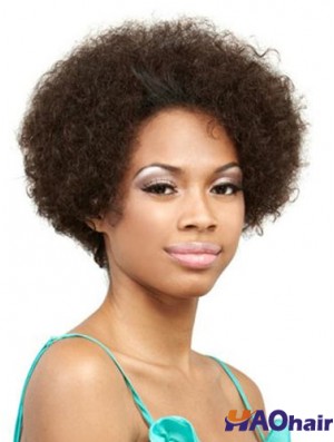 Perruque en dentelle avant de cheveux humains Longueur courte Style bouclé Couleur brune