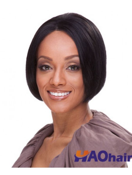 Indien Remy Bobs Court Noir Droite Avant de Lacet Perruques UK Cheveux Humains