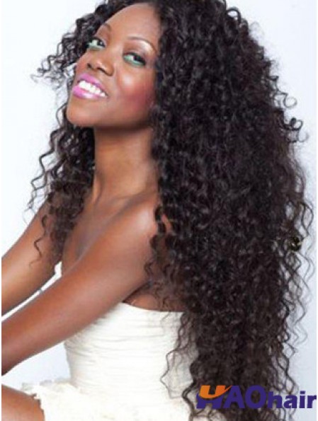 Perruques en dentelle afro-américaine Remy Style humain Kinky longue longueur