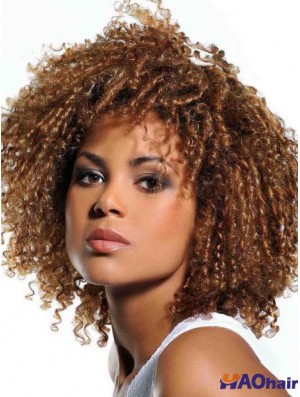 Perruques de cheveux blonds afro-américaine couleur blonde avec une frange Kinky Style