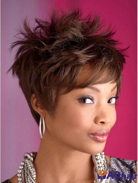 8 pouces Boycuts Cropped Coiffes synthétiques capless pour les femmes afro-américaines