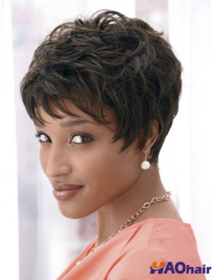 4 pouces recadrée Boycuts Synthétique Capless Black Styles pour les Afro-Américains