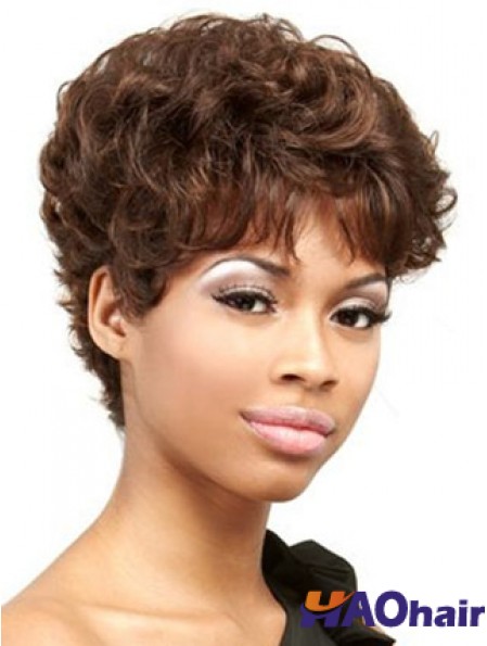Auburn recadrée Boycuts bouclés perruques afro-américaines pratiques