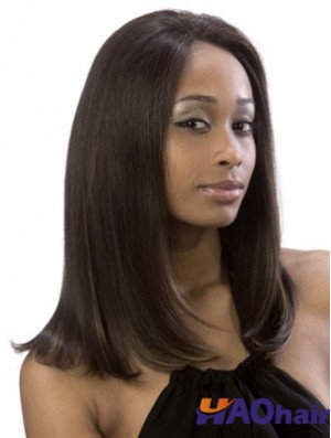 Yaki sans frange Lace Front en ligne 16 pouces brun perruques longues