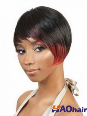 Perruques afro-américaines à la mode noires en couches droites courtes