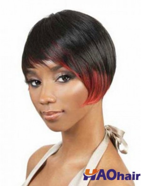 Perruques afro-américaines à la mode noires en couches droites courtes