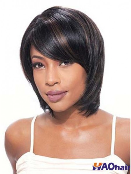 Bobs belle droite noire menton longueur cheveux humains avant de lacet perruques