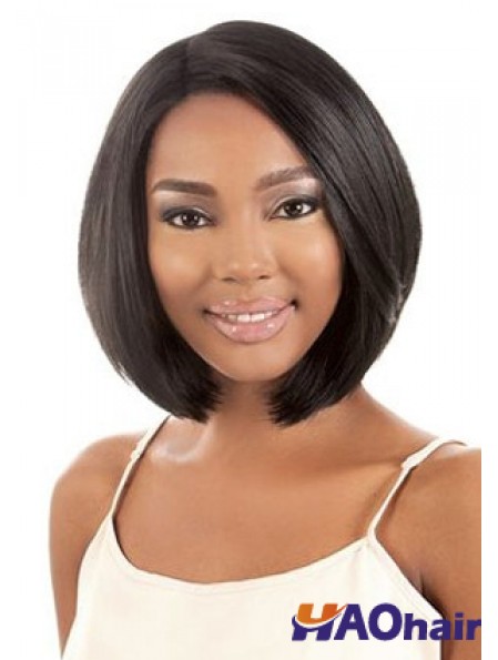 11 pouces de longueur de menton synthétique noir Bobs coiffures capless pour femme noire