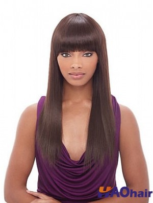 Longue Auburn Yaki avec frange perruques afro-américaines pratiques