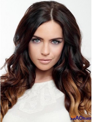 Perruque de cheveux humains attachée à la main style remy indien Ombre / 2 couleur