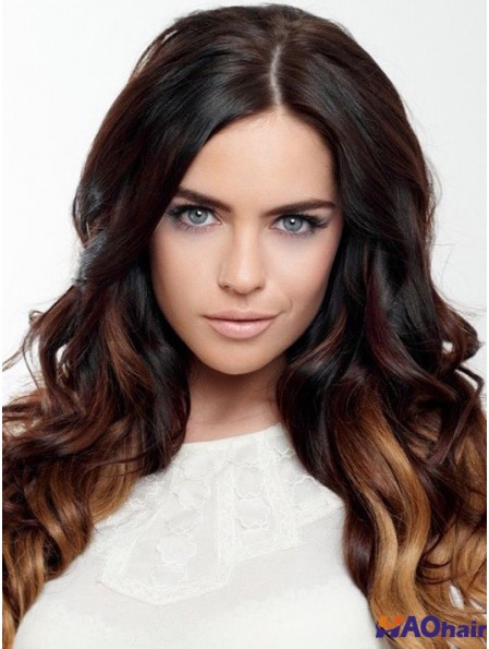 Perruque de cheveux humains attachée à la main style remy indien Ombre / 2 couleur