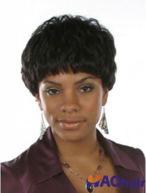 Perruques afro-américaines courtes noires ondulées Bobs